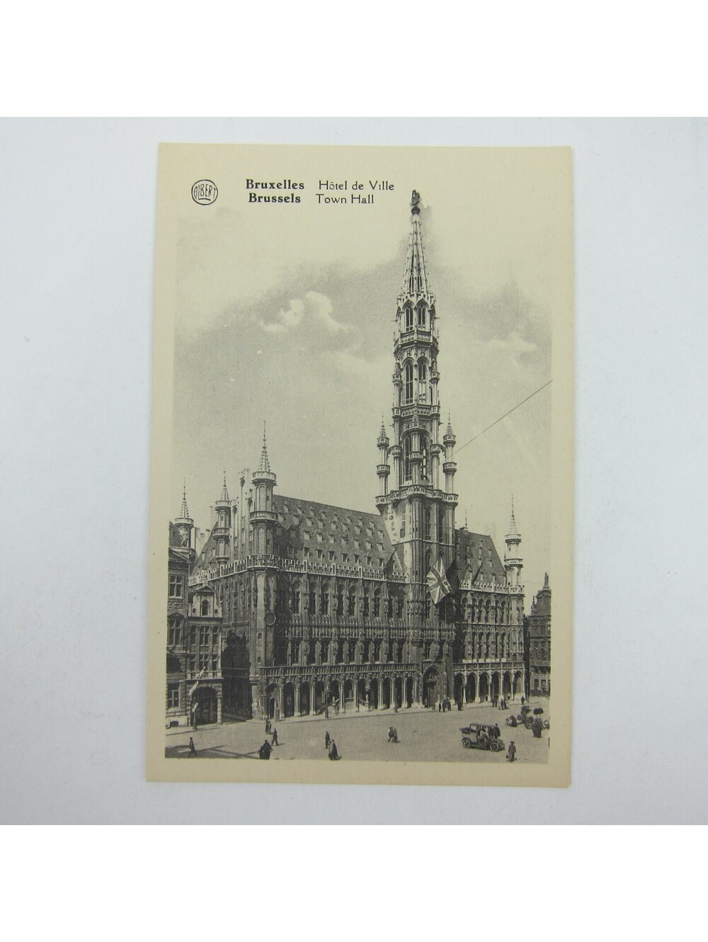 Postcard Brussels Belgium Town Hall Gothic Architecture Statue Michael Antique